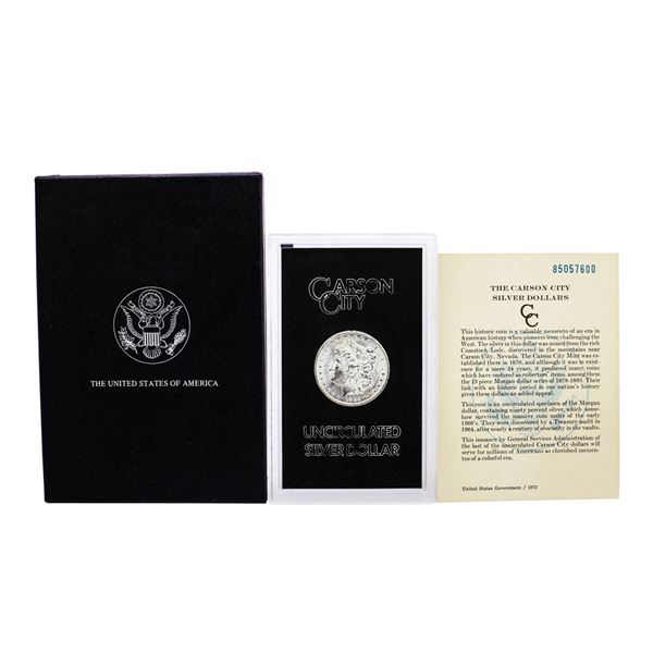 1885-CC $1 Morgan Silver Dollar Coin GSA Hoard Uncirculated w/Box and COA