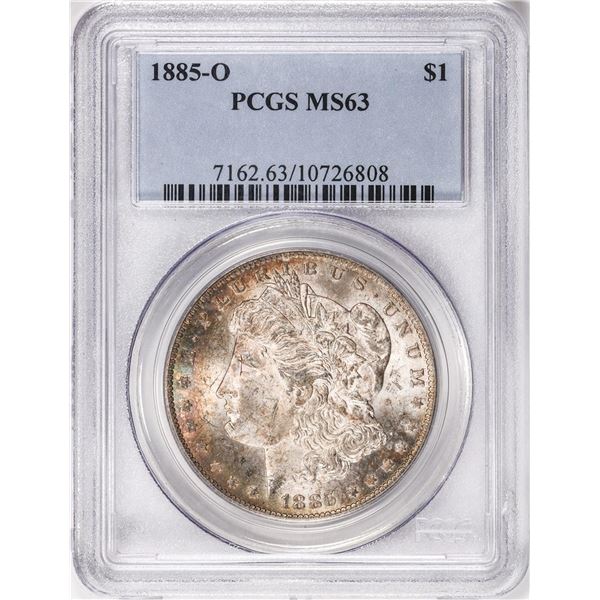 1885-O $1 Morgan Silver Dollar Coin PCGS MS63 Nice Toning