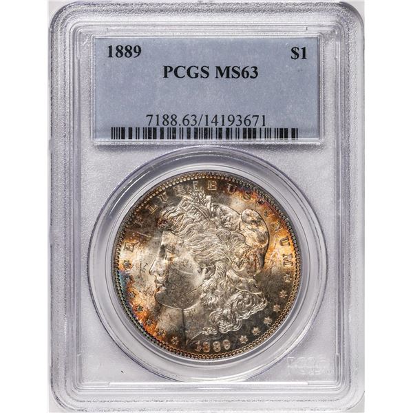 1889 $1 Morgan Silver Dollar Coin PCGS MS63 Nice Toning