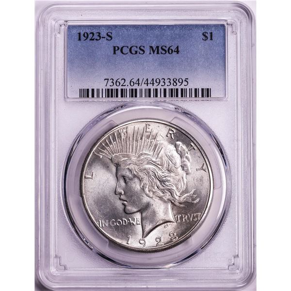1923-S $1 Peace Silver Dollar Coin PCGS MS64