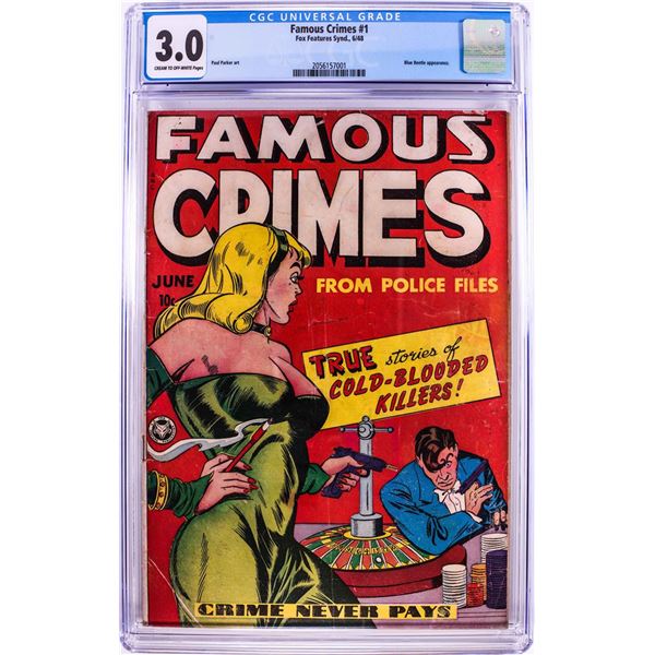Fox Features Syndication Famous Crimes #1 Comic Book 6/48 CGC 3.0