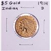 Image 1 : 1914-D $5 Indian Head Half Eagle Gold Coin