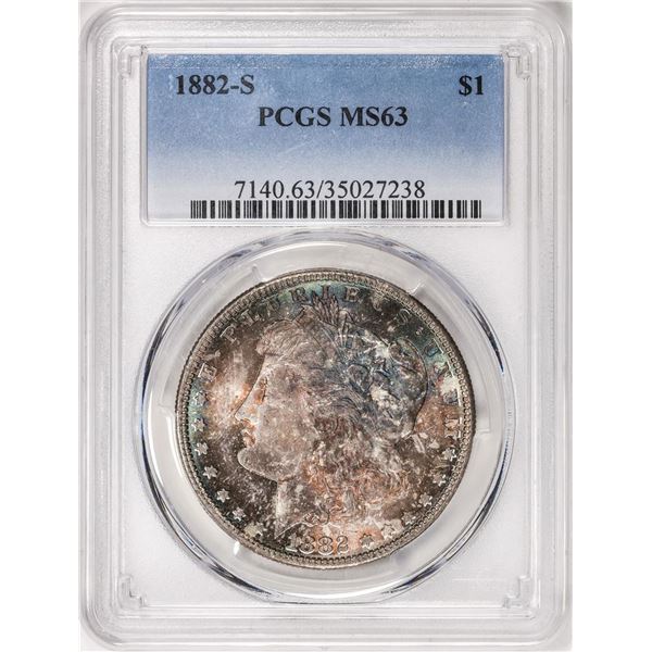 1882-S $1 Morgan Silver Dollar Coin PCGS MS63 Nice Toning