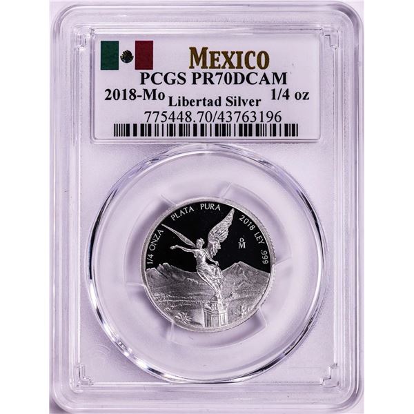 2018-Mo Mexico Proof 1/4 oz Silver Libertad Coin PCGS PR70DCAM