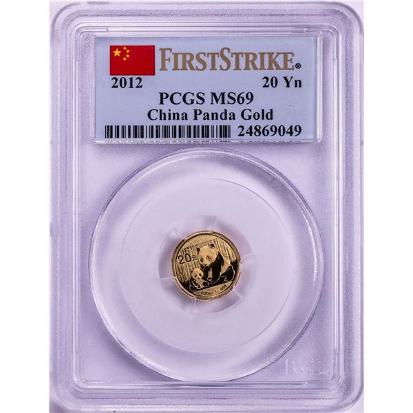 2012 China 20 Yuan 1/20oz Gold Panda Coin PCGS MS69 First Strike