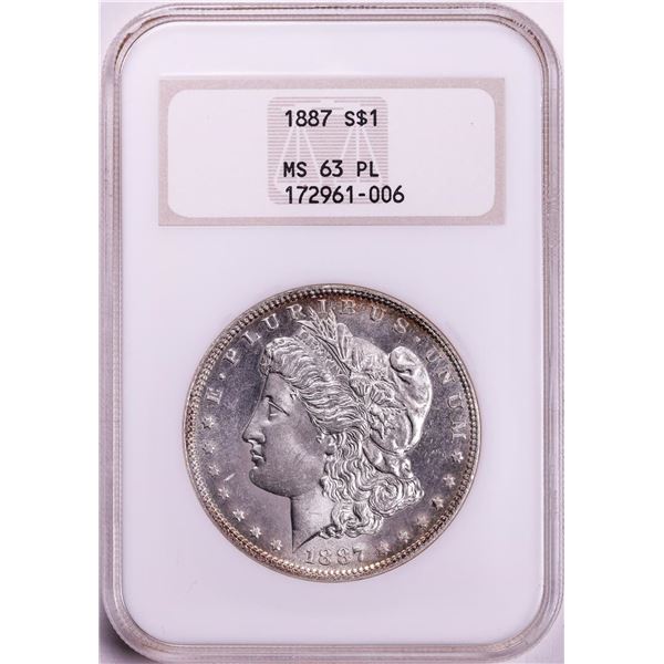 1887 $1 Morgan Silver Dollar Coin NGC MS63PL Old Fatty Holder
