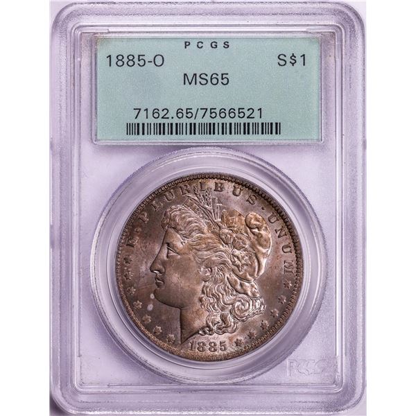 1885-O $1 Morgan Silver Dollar Coin PCGS MS65 Old Green Holder Nice Toning