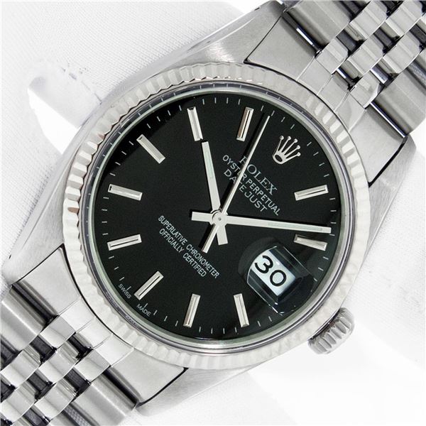 Rolex Men's Stainless Steel Oyster Perpetual Datejust Wristwatch With Rolex Box