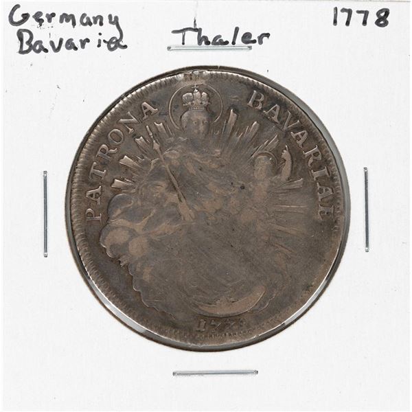 1778 Germany Bavaria Thaler Silver Coin