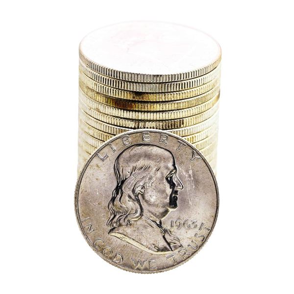 Roll of (20) Brilliant Uncirculated 1963-D Franklin Half Dollar Coins