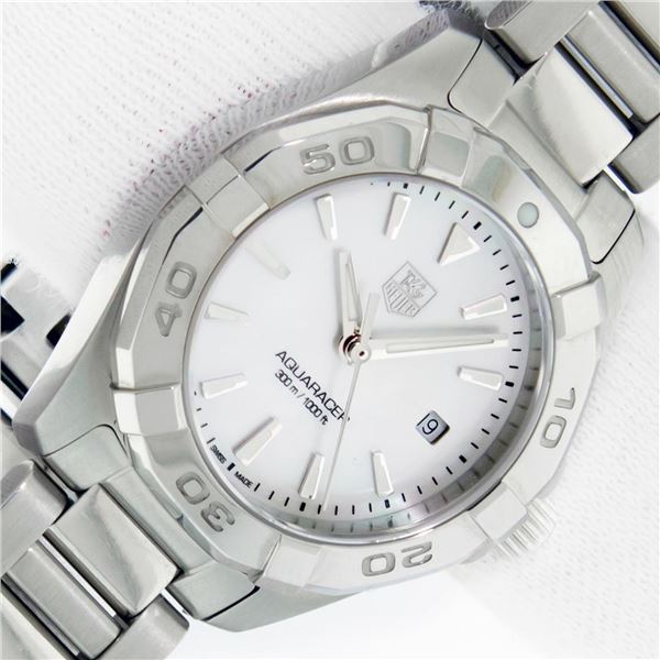 Tag Heuer Ladies Stainless Steel Mother Of Pearl Aquaracer Watch With Box & Card
