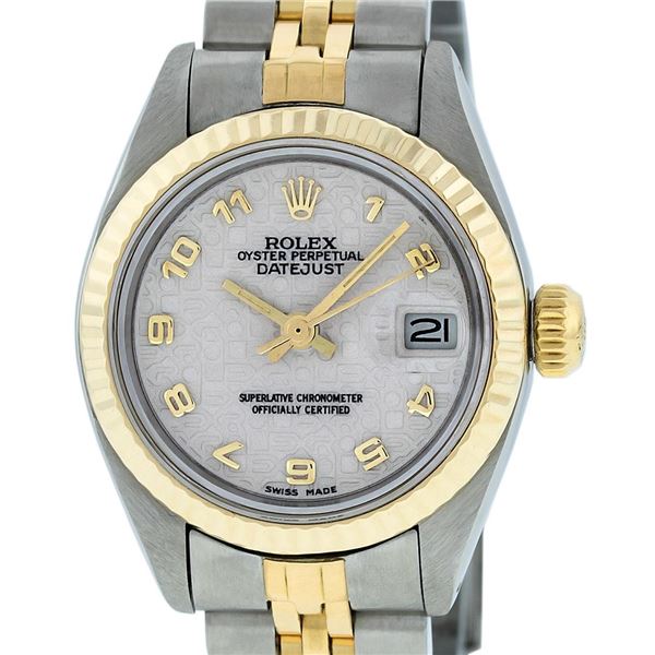 Rolex Ladies Two Tone Cream Jubilee Datejust Wristwatch