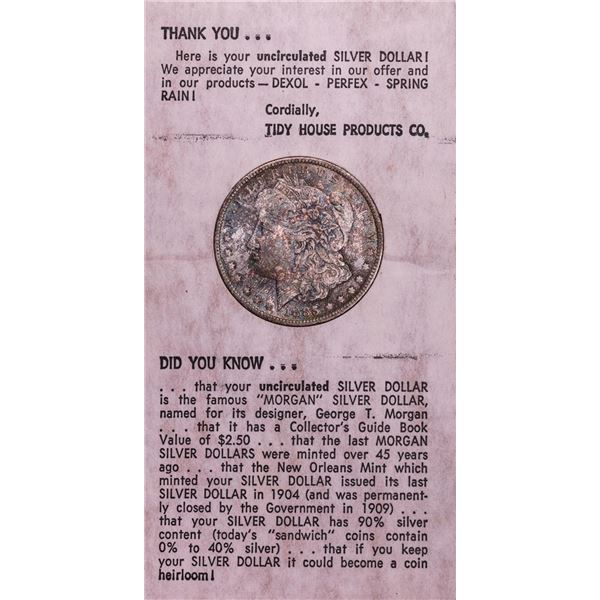 Tidy House Holder 1885-O $1 Morgan Silver Dollar Coin w/ Nice Toning