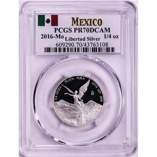 2016-Mo Mexico Proof 1/4 oz Silver Libertad Coin PCGS PR70DCAM