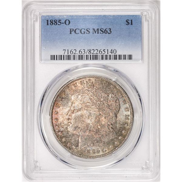 1885-O $1 Morgan Silver Dollar Coin PCGS MS63 Nice Toning