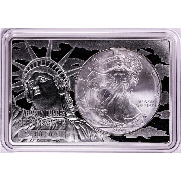 2000 $1 American Silver Eagle Coin & 2oz Silver Bar Set