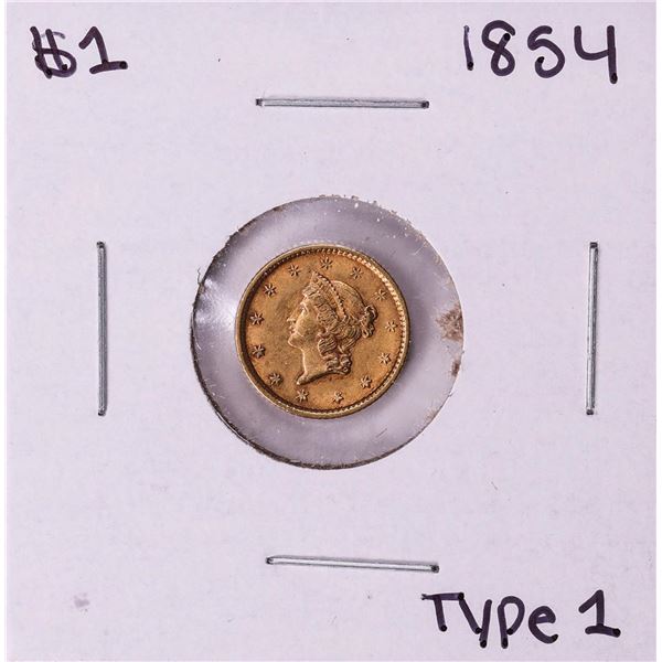 1854 Type 1 $1 Liberty Head Gold Dollar Coin