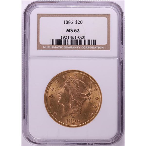 1896 $20 Liberty Head Double Eagle Gold Coin NGC MS62