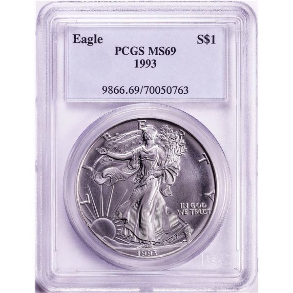 1993 $1 American Silver Eagle Coin PCGS MS69