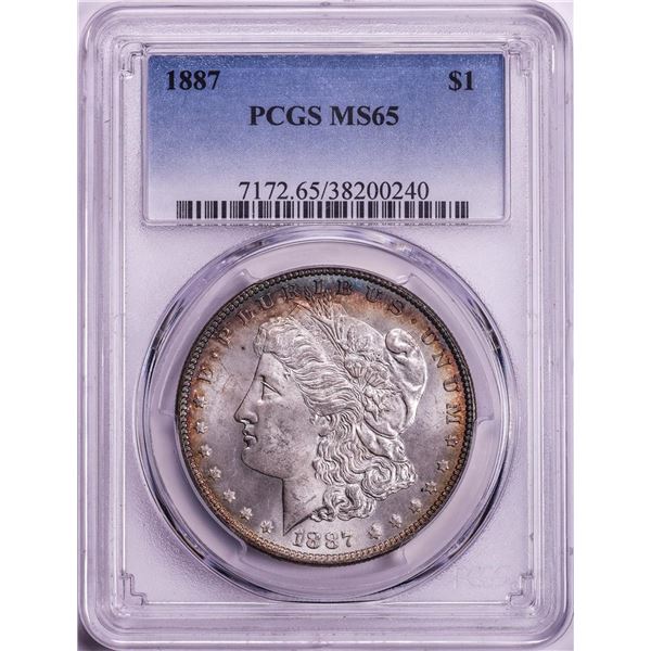 1887 $1 Morgan Silver Dollar Coin PCGS MS65 Amazing Toning