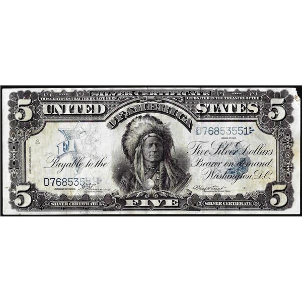 1899 $5 Indian Chief Silver Certificate Note