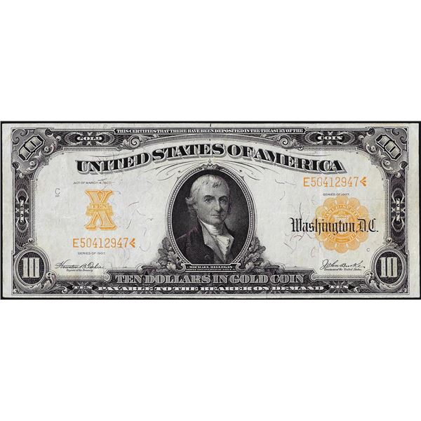 1907 $10 Gold Certificate Note