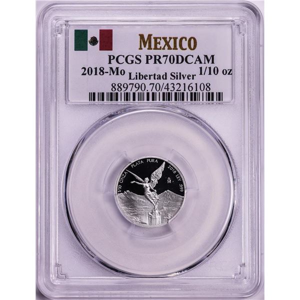 2018-Mo Mexico Proof 1/10 oz Silver Libertad Coin PCGS PR70DCAM