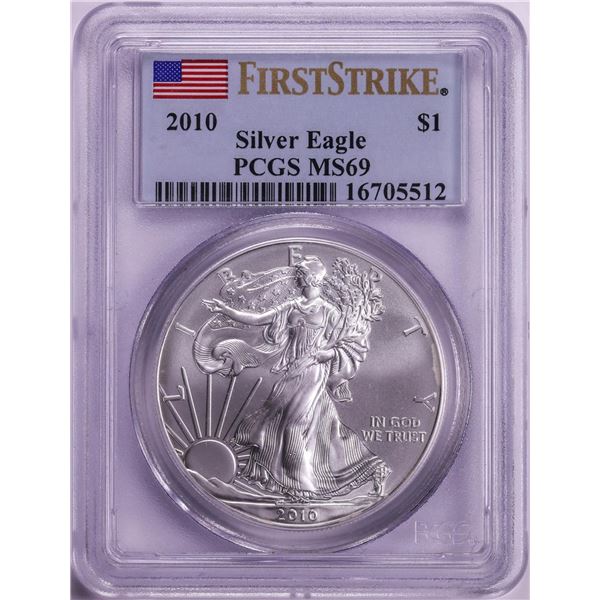 2010 $1 American Silver Eagle Coin PCGS MS69 First Strike
