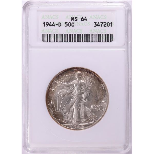 1944-D Walking Liberty Half Dollar Coin ANACS MS64 Old Soap Box Holder