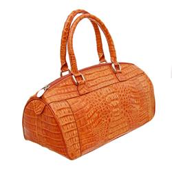 Ladies Golden Tan Crocodile Skin Handbag Purse