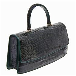 Ladies Dark Green Crocodile Handbag