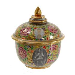 Benjarong Heavy Gilded Bowl Lid  Rama V