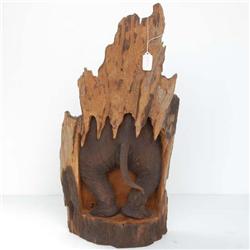 Carved Teak Elephant Derrier Tush Bottom 