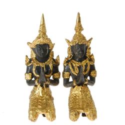 Male & Female Bronze Gilded Temple Guards