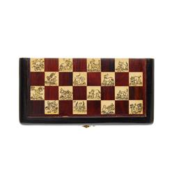 Rosewood & Bone Chess Set in Wood Storage Box  