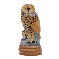 RARE Water Buffalo Horn Scrimshaw Owls 