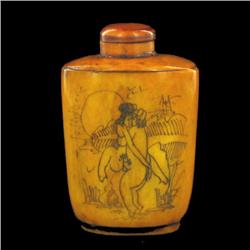 Kamasutra Chinese Bone Snuff Bottle 