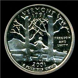 2001 US Vermont Quarter CoinPR70 GEM