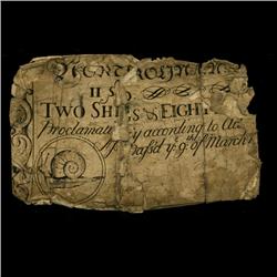 1754 North Carolina 2 Shilling 8 Pence Colonial Note