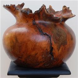 Afzelia Burl Hand Carved Vase