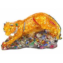 900ct. Tiger Statue Fancy Color Sapphire~Topaz RETAIL $1950