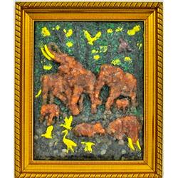 1,200ct. Tourmaline Elephant Statue Picture Frame RETAIL $