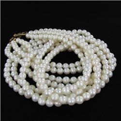 White Saltwater Pearl Three Strand Necklace