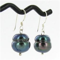 Saltwater Baroque Black Pearl Earrings