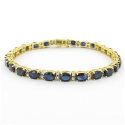 14K Gold 11.1ct Sapphire+Diamond Bracelet RETAIL $16000 (JEW-1101)