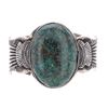 Image 1 : Large Navajo Thunder MT. Turquoise Cuff by G. Hale