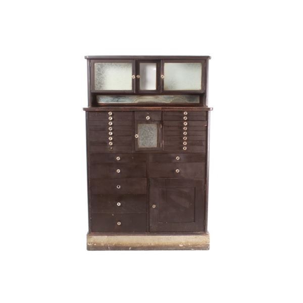Antique Wooden & Glass Dental Cabinet c. 1890's