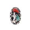 Image 1 : C. 1950's Navajo Panther Coral Turquoise Ring HUGE