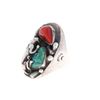 Image 2 : C. 1950's Navajo Panther Coral Turquoise Ring HUGE