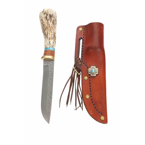 Bucky Blades Bozeman Montana Elk & Turquoise Knife